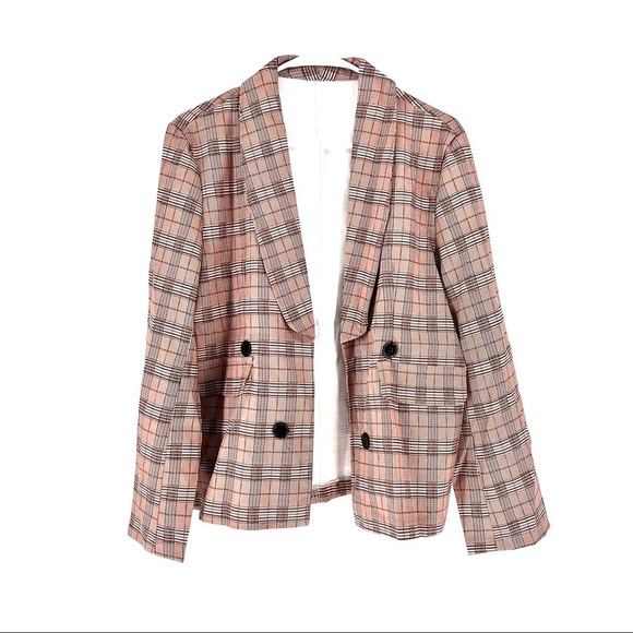 Women's Lined Double Breasted Plaid Blazer Coat - Available in Small & Medium - Picture 1 of 5